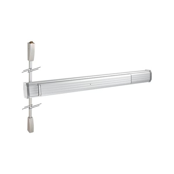 Satin Aluminum 48 x 96 1275 Push Pad Surface Vertical Rod Panic Exit Device